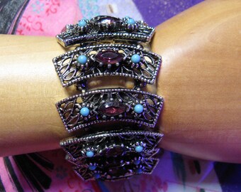 Rhinestone Tennis Bracelet 50s Glamor Gal VLV Rockabilly Prong Set Rhinestones