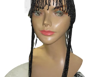 Flapper style Black beaded cap, hat, skull cap