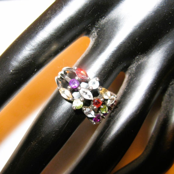 Pretty Sterling Multi-Colored Gemstone Ring - 3.g… - image 2