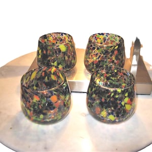 Handblown swirled glass 4.5 ounce tumblers, set of 5