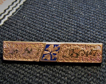 Antique Victorian gold filled with Enamel Mourning bar Brooch, Pin