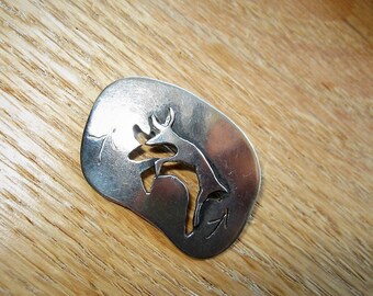 Vintage Sterling MCM Brooch, Pin, Ethnographic, Lascaux Cave Style Graphic!