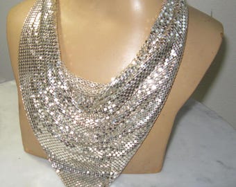 1980s Whiting & Davis mesh silver Mesh Scarf necklace