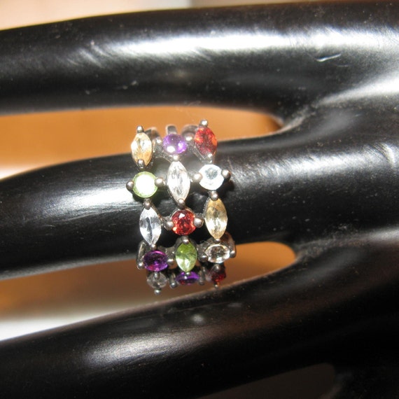 Pretty Sterling Multi-Colored Gemstone Ring - 3.g… - image 1