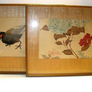 Vintage Japanese Woodblock Prints, Hoitsu Jonin (1761 - 1828) Japanese Woodblock Reprint,  A Frothy Poppy and Green Pheasant
