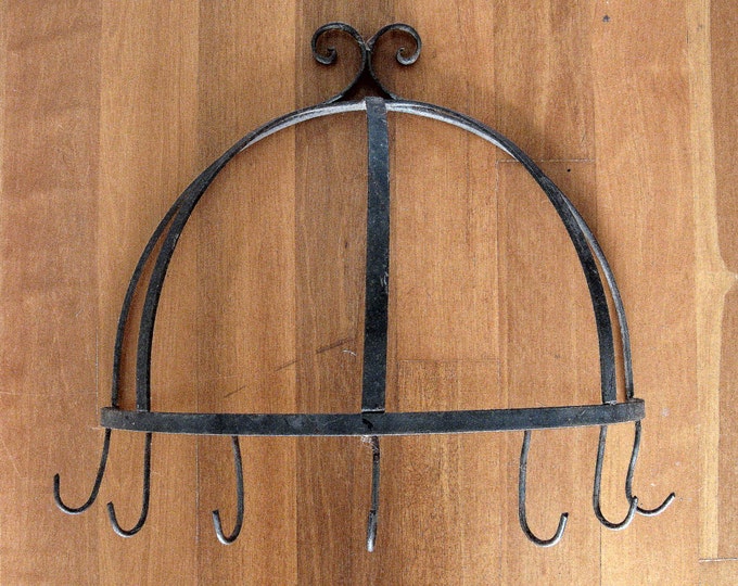 Rustic Vintage Black Iron Kitchen Pot Rack Half Moon Shape Etsy