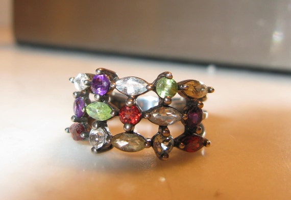 Pretty Sterling Multi-Colored Gemstone Ring - 3.g… - image 3