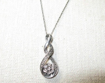 Diamond Chip Eternity Pendant Necklace Set in Sterling Silver