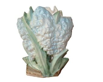 Vintage McCoy Art Pottery Vase Hyacinth Blue Periwinkle 8 1/2"