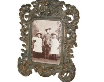 Antique Cherub Spelter Frame + Original J.B. Mathieu Cabinet Card