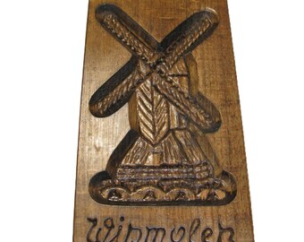 Vintage Holland Windmill Cookie Mold – Carved Wooden Kitchen Wall Decor