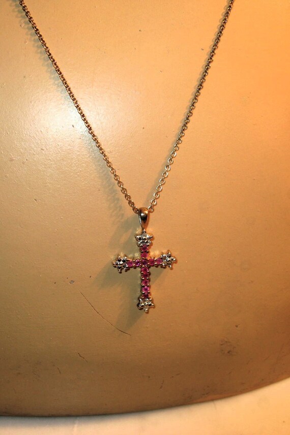 Pretty Ruby, and gold vermeil over Sterling Cross… - image 5