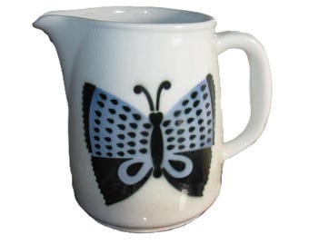 Vintage Arabia Finland Butterfly Pitcher: MCM Scandinavian Ceramic Jug