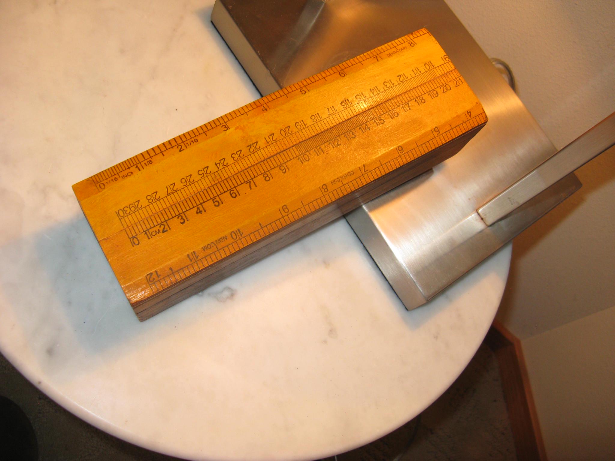 Vintage Reclaimed Wood Box With Ruler Lid, Use for Brushes, Pens ...
