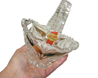 Vintage Bleikristall Lead Crystal Basket Gold Trim Anna Hutte - Germany