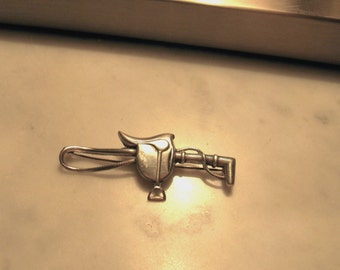 Broche Nœud Sans Fin En Argent Et Composite - Style Années 70 - Occasion Vintage
