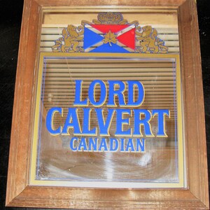超安い品質 Vintage 80's Lord Calvert Canadian Whiskey Glass Mirror Bar アンティーク雑貨