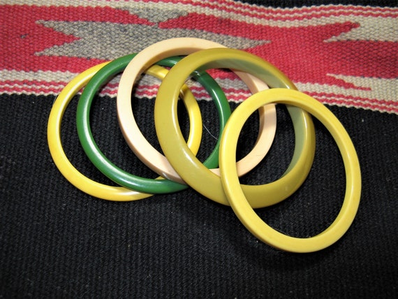 Stack of Vintage Bakelite Bangle-Bracelets-Lot-of… - image 1