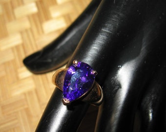Vermeil Sterling Silver Faux Amethyst Ring - Size 6 3/4