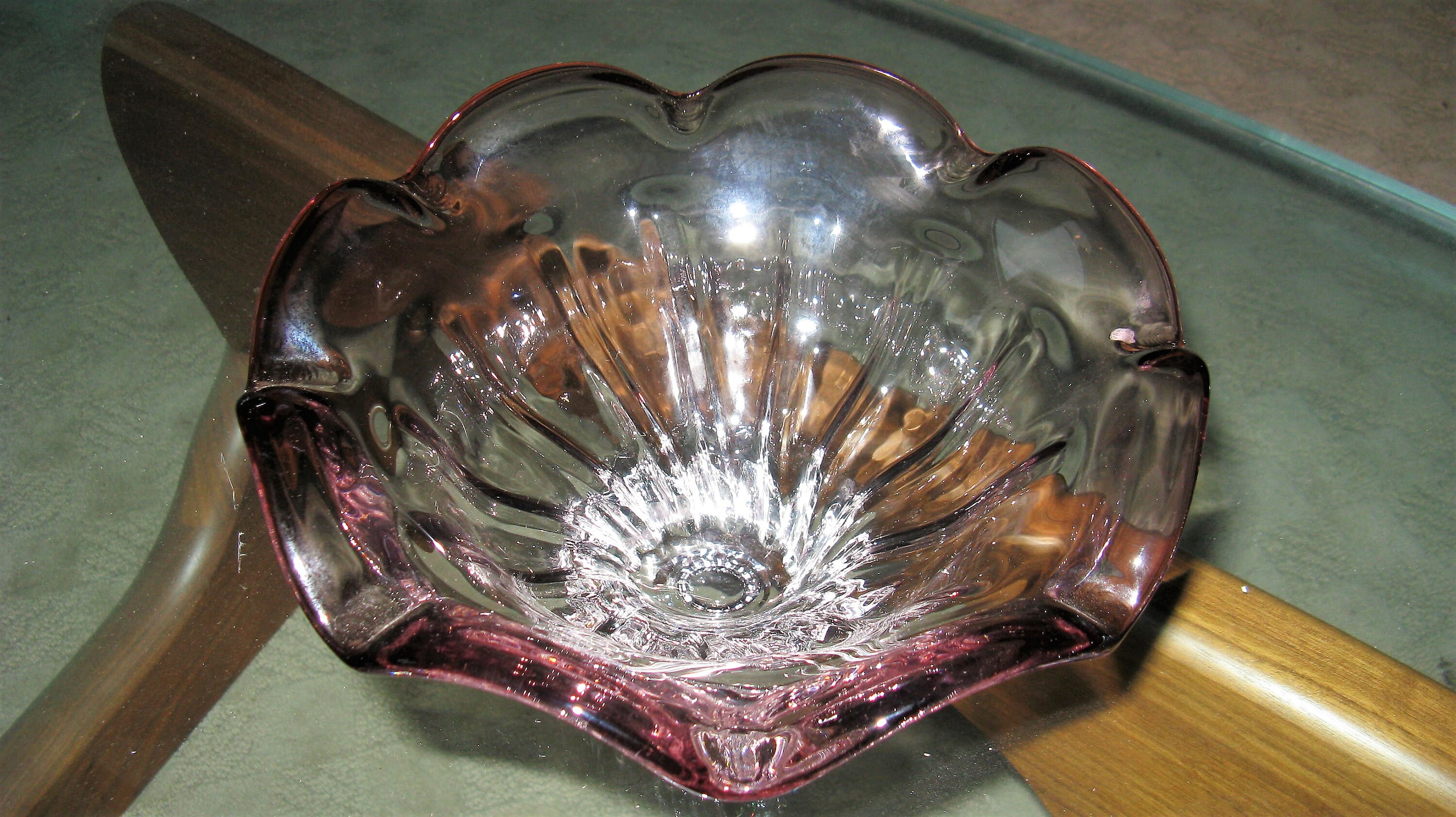 ヴィンテージガラス器 マーブル模様のアートガラスコンポート ヴィンテージガラス器 マーブル模様のアートガラスコンポート