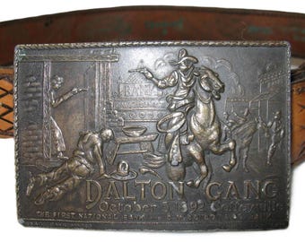 1970's 'Dalton Gang October 5 1892 Coffeyville Bank Raid' Solid Brass Belt Buckle