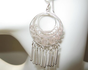 Filigree 925 Sterling Silver Hoops for Pierced ears