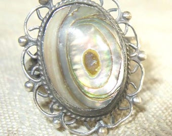 Pretty Sterling with Abalone ring, size 6 3/4