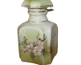 Antique Morimura Nippon Porcelain Scent Bottle: Hand-Painted Floral Design