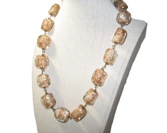 Large Aventurine Murano Glass Bead Necklace – Venetian Handmade Copper‑Infused Beads