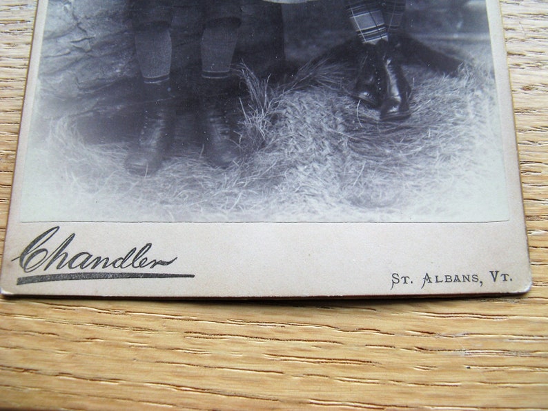 St Albans Antique 1890s Cabinet Card adorable Little Girl on a Swing with her Brother VT