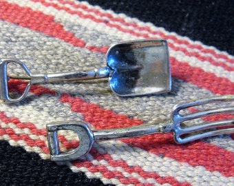 Sterling Silver Shovel and Fork Brooch, Brooches, Pins, Unisex, Cool Gift for a Gardener!