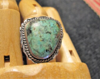Chunky Sterling Silver with Turquoise Ring, sz 6.75