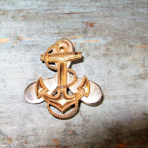 Navy Sterling Anchor and propeller brooch, Waves US Military pin, Gold Vermeil wash