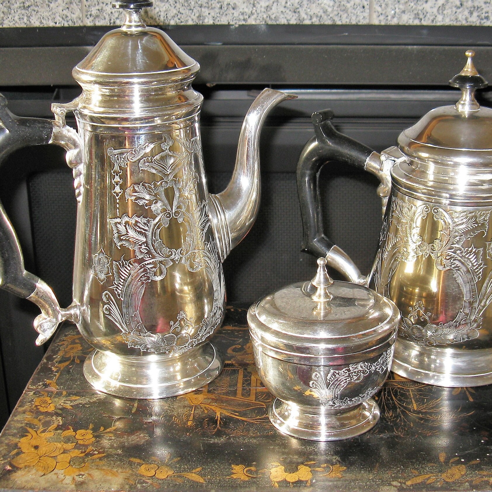 Hand Chased Silver Plate Tea & Coffee Set – Eales 1779