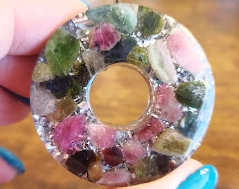Rainbow Tourmaline Orgonite Pendant
