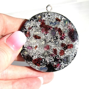 Garnet & Moonstone Orgonite Pendant - 5G Block -5G Pendant