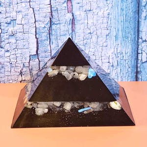 Powerful Moonstone & Shungite Orgonite Pyramid- 5G Block - EMF Shield