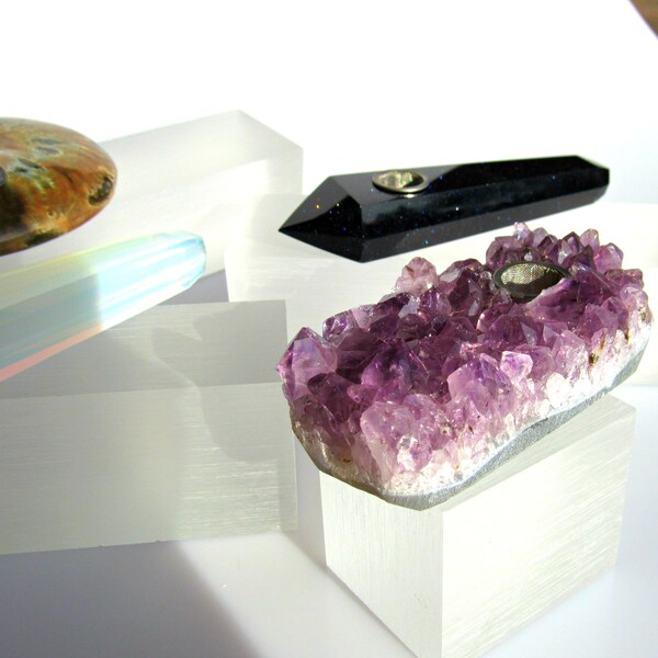 Natural Stone Smoking Pipes/Conch Shell/Amethyst Cluster/Opal/Blue Goldstone/Green Aventurine