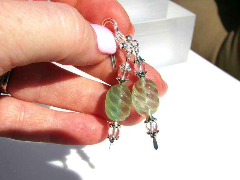 Rainbow Fluorite /& Crystal Quartz Earrings