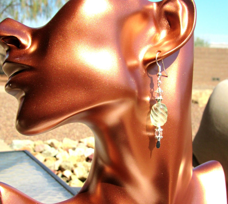 Rainbow Fluorite /& Crystal Quartz Earrings