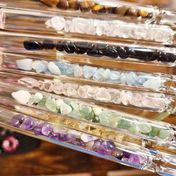 Gemstone Glass Straws//Infuse Water//Reiki