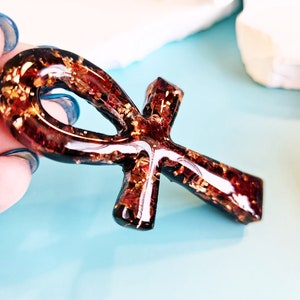 Garnet And Copper Ankh Orgonite Pendant- 5G Block - 5G Pendant