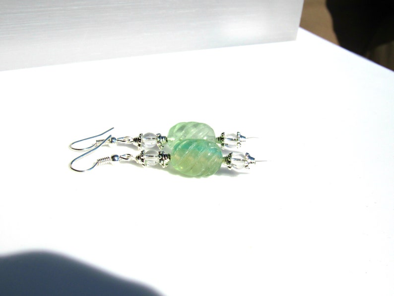 Rainbow Fluorite /& Crystal Quartz Earrings