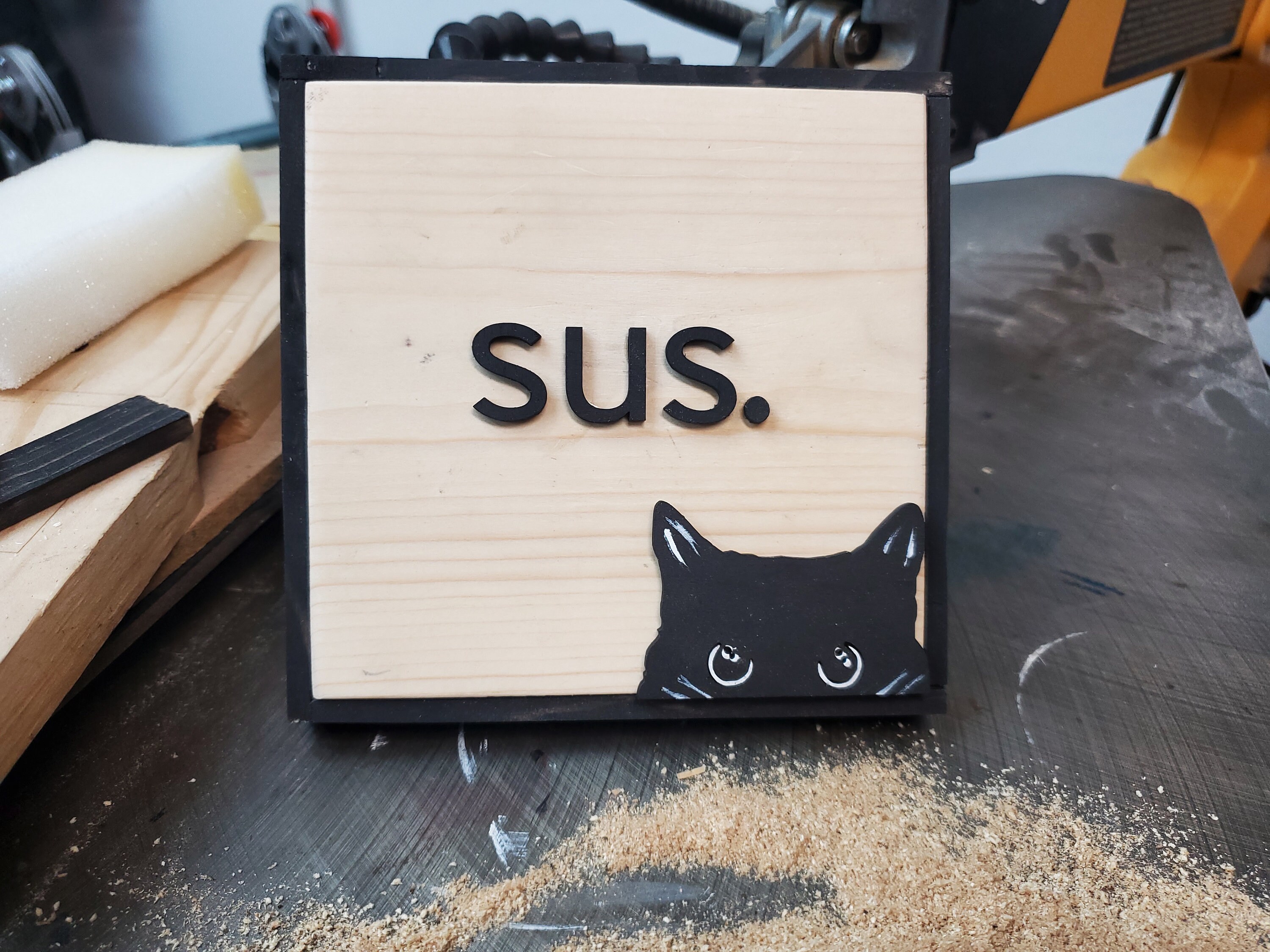 Sus Man Sign Handmade Sus Cat Sign Funny, Dark Humor, Cat Art - Etsy