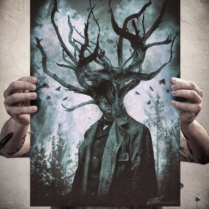The Great Unconfortable Truth, stampe da incorniciare, stampata su carta martellata avorio 300gr, arte horror, animale, foresta