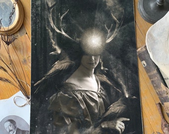 The guiding light of truth, fine art matte paper on textured aged quality 300gsm paper, dark horse, mysterious, darkart, gothic illustration