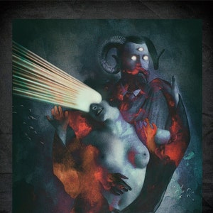 The Devil’s Crossroads, stampa fine art, illustrazione stampata su carta martellata anticata avorio 300gr, tempesta, salvezza Attive