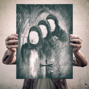 La Processione, stampe da incorniciare, fine art stampata su carta martellata avorio 300gr, arte horror,animale, metal. blackmetal
