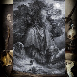 Moonbound Wolf, stampe da incorniciare, fine art stampata su carta martellata avorio 300gr, arte gotica