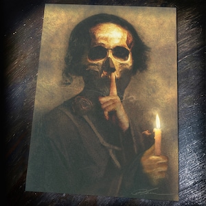 The Looming Silence, Dark Gothic Fine Art Print zum Einrahmen | Makabre Kunst, Esoterisches Horror Poster, Gothic Wandkunst